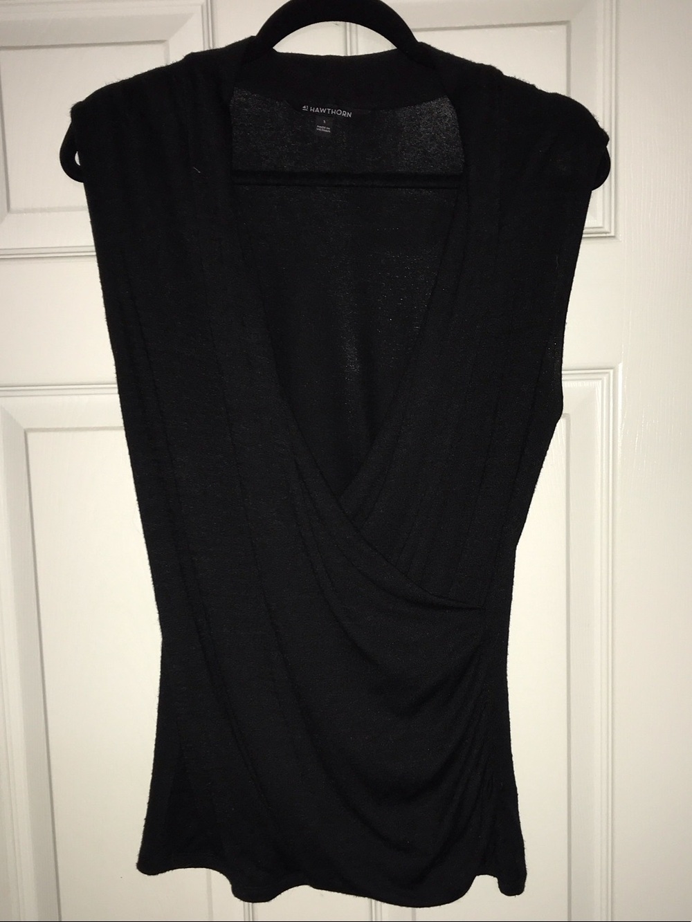 41 Hawthorn Black Sleeveless Surplice Knit Tank